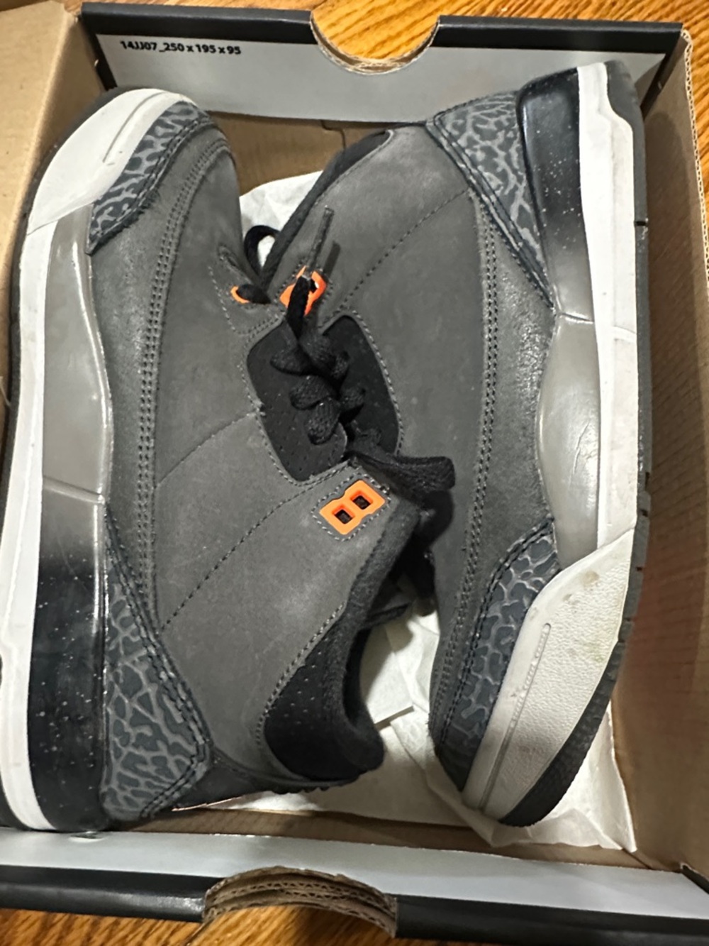Men's Grey Suede Athletic Sneakers with Black and Orange Accents